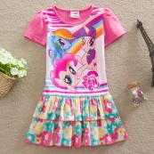 2015春款新款外贸童裙 小马宝莉女童短袖连衣裙 My Little Pony